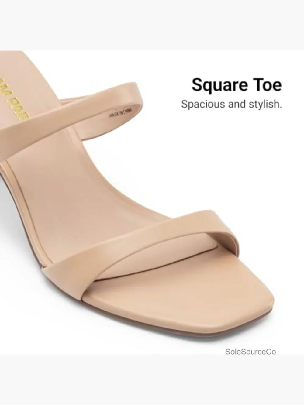 Two Straps Kitten Heel Square Toe Mules Sandals Slide On Heels Party Wedding